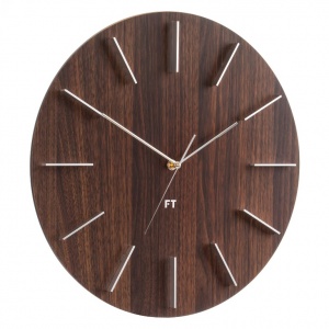 Designerski zegar ścienny Future Time FT2010WE Round Dark Natural Brown 40cm