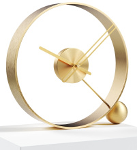 Designerski zegar stołowy Endless brushed gold/gold 32cm