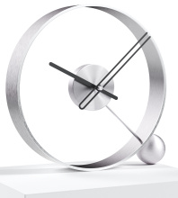 Designerski zegar stołowy Endless brushed silver/black 32cm