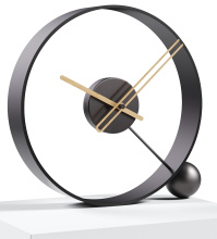 Designerski zegar stołowy Endless lacquered black/oak 32cm