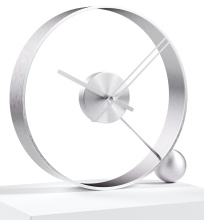 Designerski zegar stołowy Endless brushed silver/silver 32cm