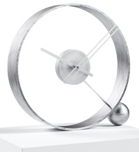 Designerski zegar stołowy Endless antik silver/silver 32cm