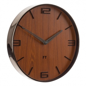 Designerski zegar ścienny Future Time FT3010TT Flat walnut titanium 30cm
