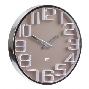 Designerski zegar ścienny Future Time FT7010BR Numbers caffé latte 30cm