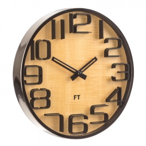 Designerski zegar ścienny Future Time FT7010TT Numbers oak titanium 30cm