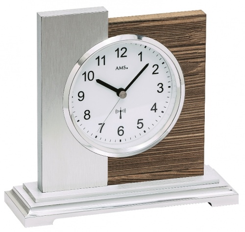 Luksusowy zegar stołowy 5149 AMS z dekoracją z forniru - orzech, sterowany sygnałem radiowym 17cm
Po kliknięciu wyświetlą się szczegóły obrazka.